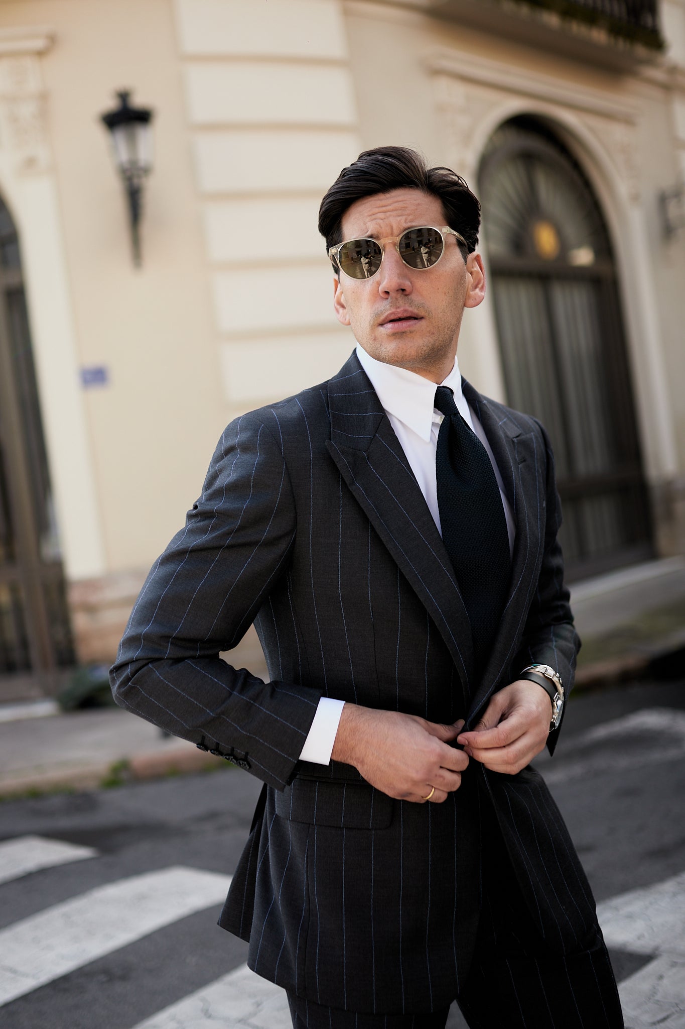 Americana traje gris diplomático Drago