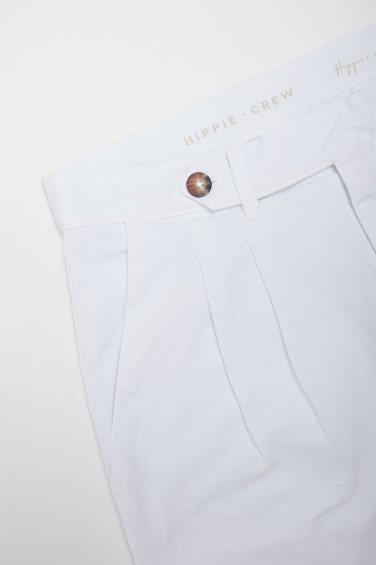 Pantalón chino algodón lino blanco