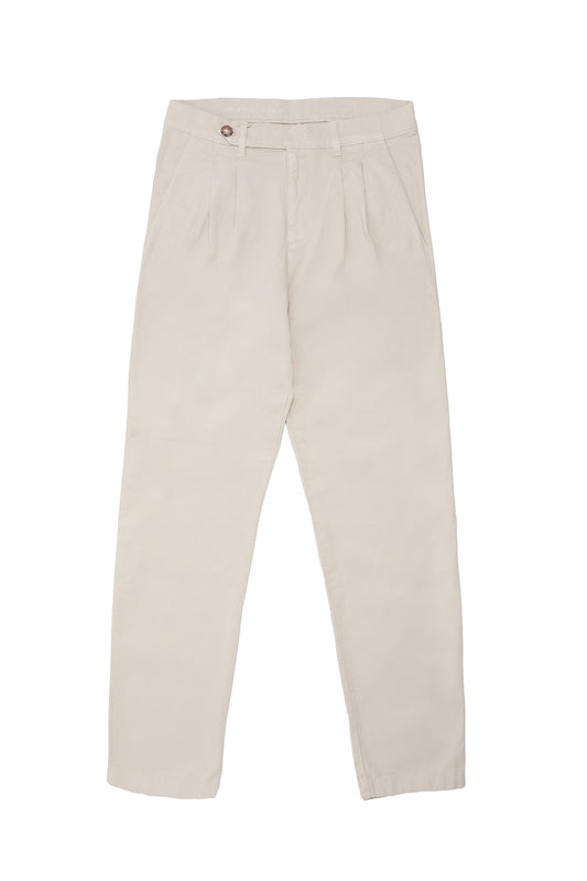 Pantalón chino algodón lino beige