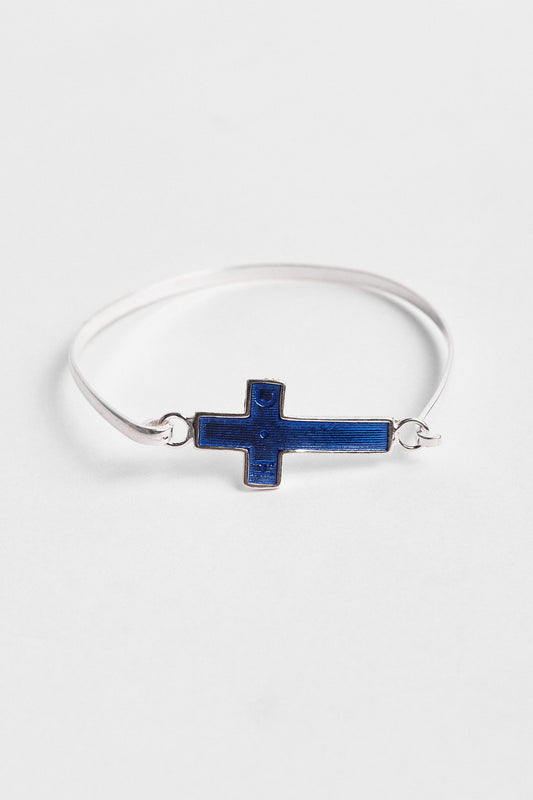 Pulsera plata cruz azul