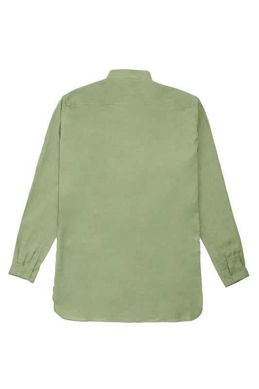 Camisa Mao lino bicolor lino verde y camel Made to Order