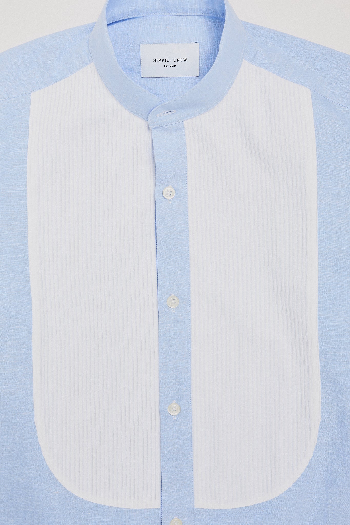 Camisa Mao lino bicolor azul blanco Made to Order