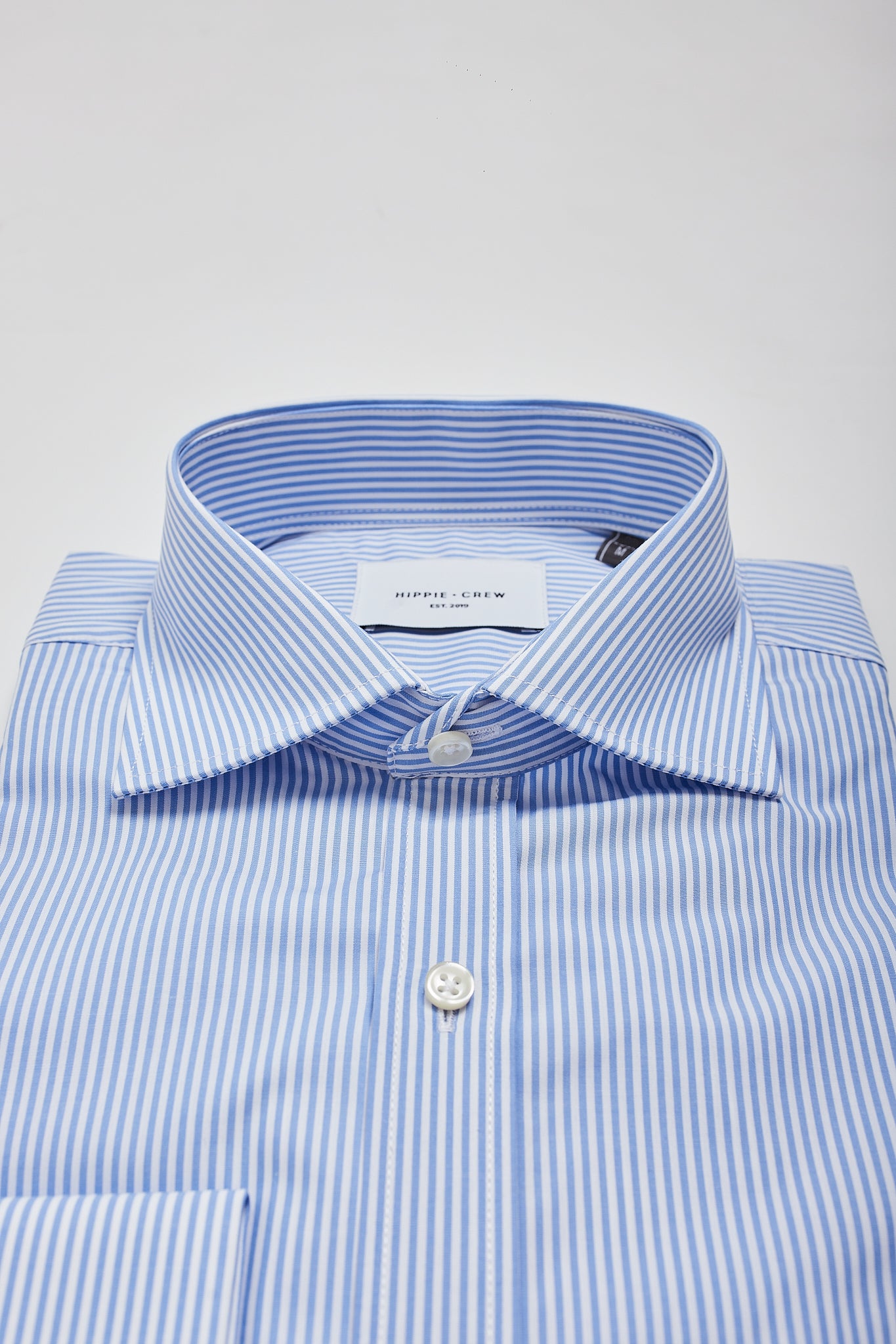 Camisa vestir rayas azules cuello italiano