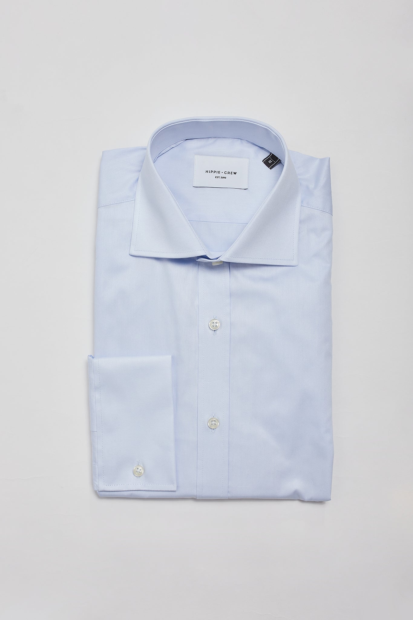 Camisa vestir azul claro cuello italiano