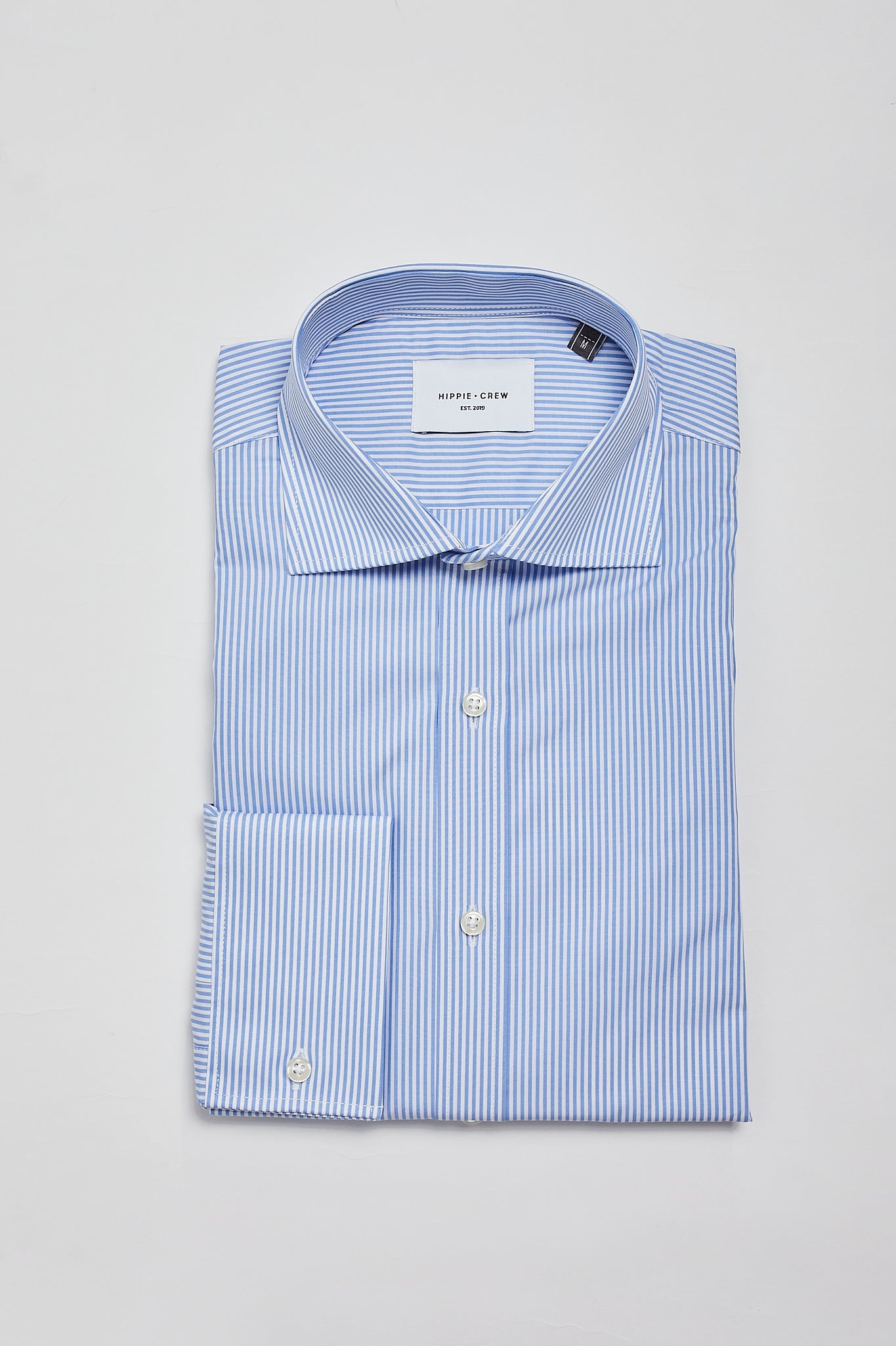 Camisa vestir rayas azules cuello italiano