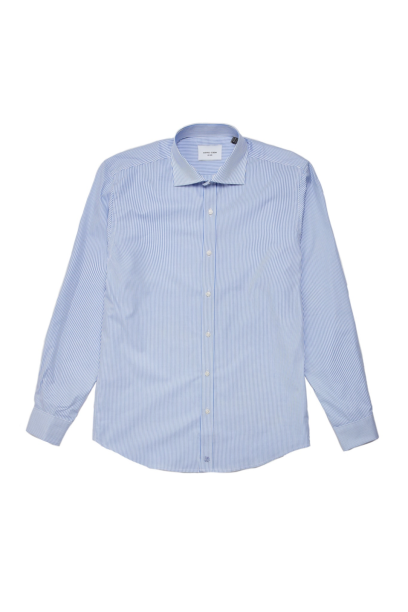 Camisa vestir rayas azules cuello italiano