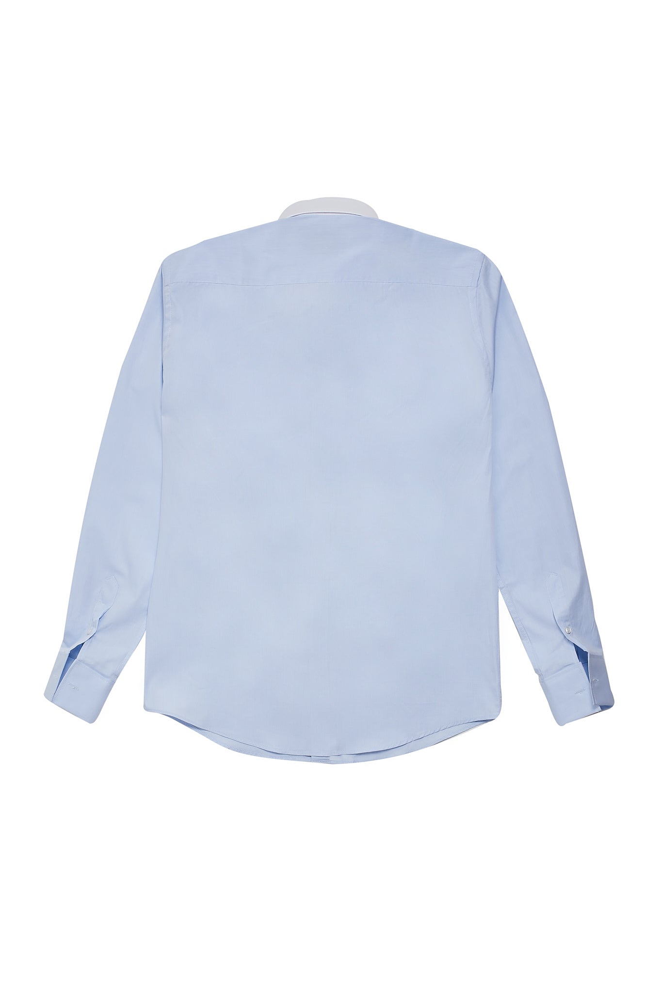 Camisa vestir azul cuello italiano blanco