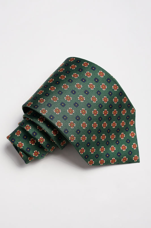 Corbata Hippie Crew verde oscuro flores