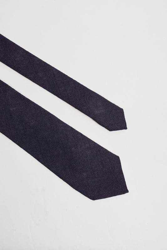 Corbata azul marino lino algodón