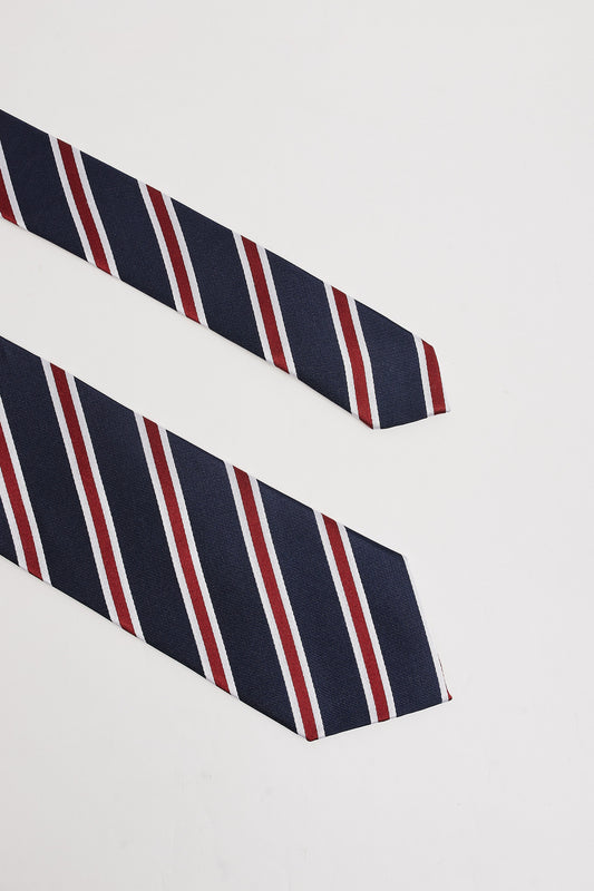 Corbata regimental azul marino burdeos