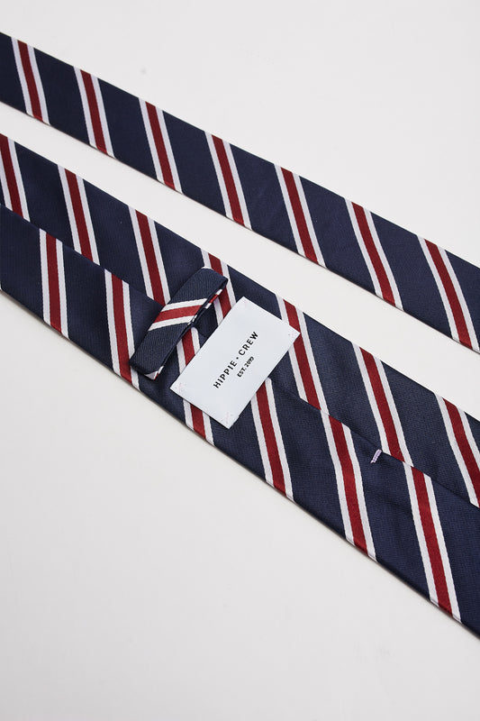 Corbata regimental azul marino burdeos