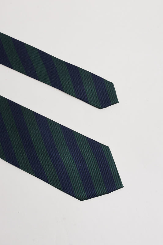 Corbata regimental azul marino verde