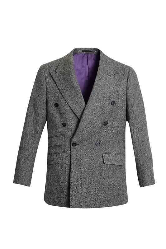 Americana Traje cruzado espiga gris