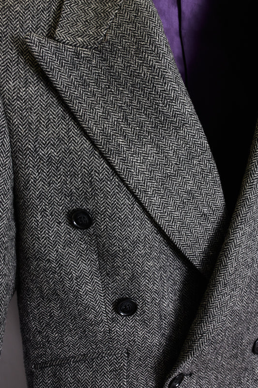 Americana Traje cruzado espiga gris