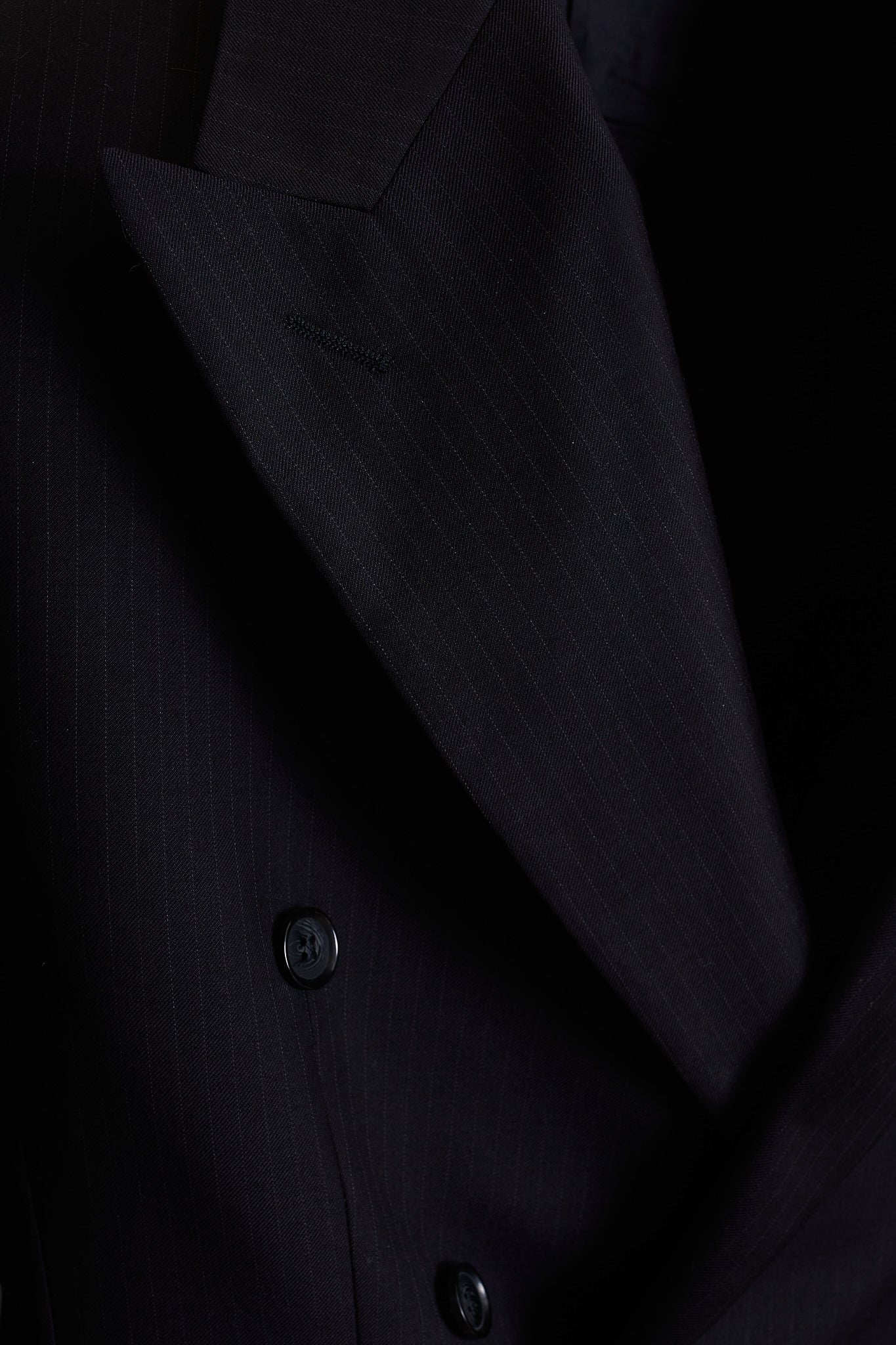 Americana traje cruzado raya fina azul marino Drago