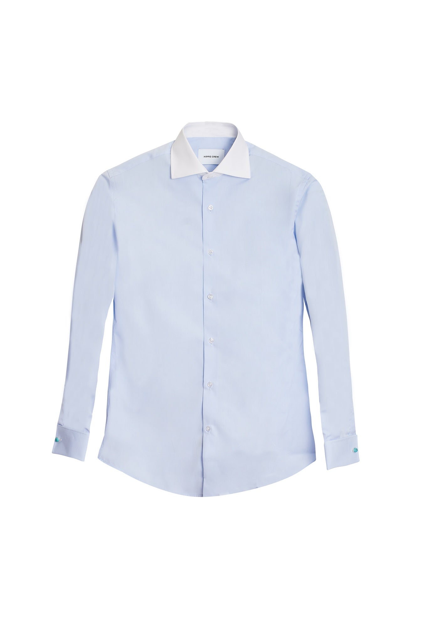 Camisa vestir azul cuello blanco ceremonia slim fit