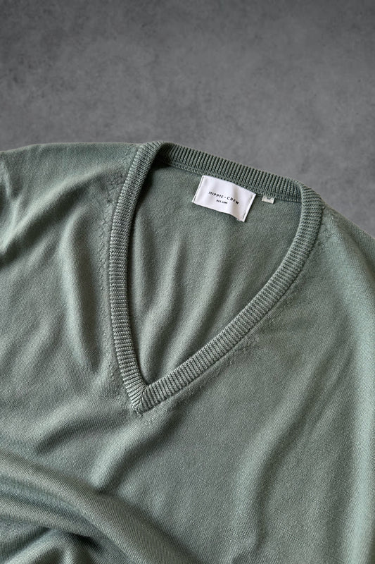 Jersey ligero pico lana merino verde