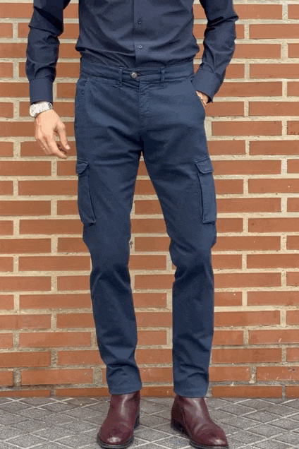 Pantalón cargo algodón azul marino