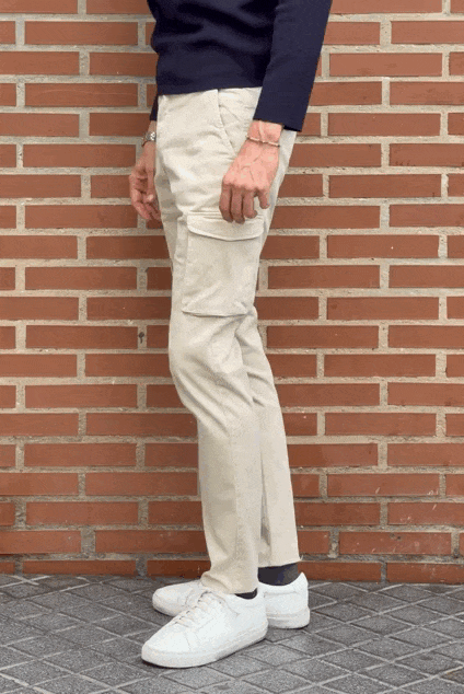 Pantalón cargo algodón beige