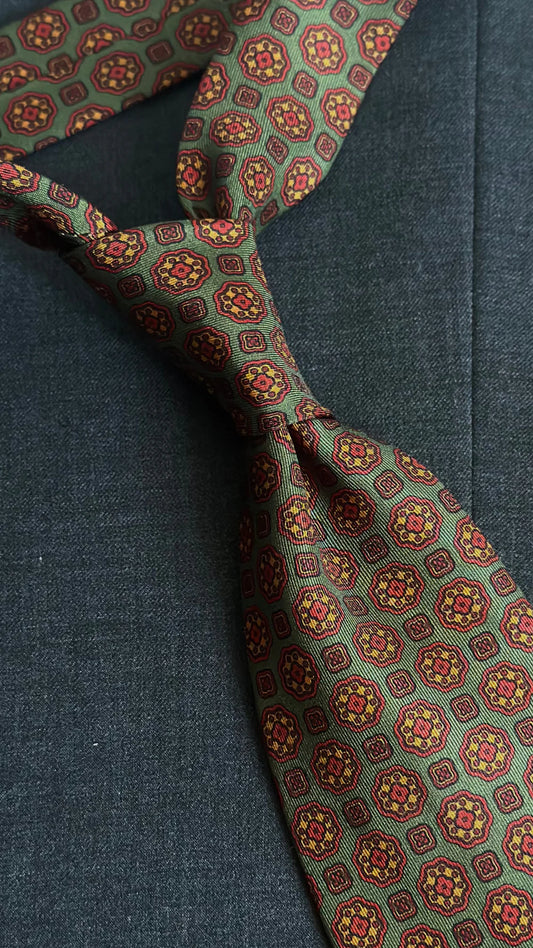 Corbata Emblematic verde geométricos rosetas