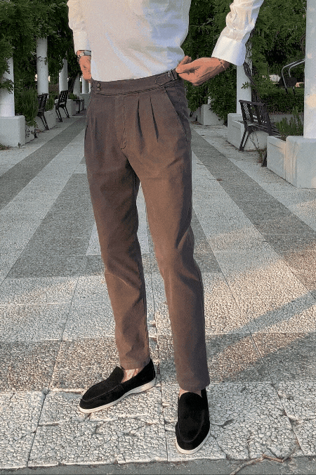 Pantalón pinzas gris premium