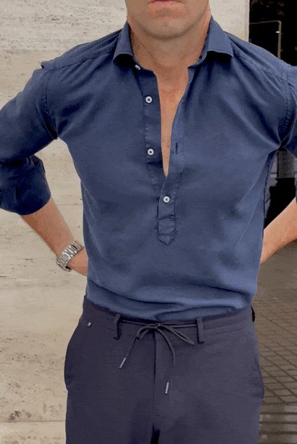 Camisa polera algodón azul marino