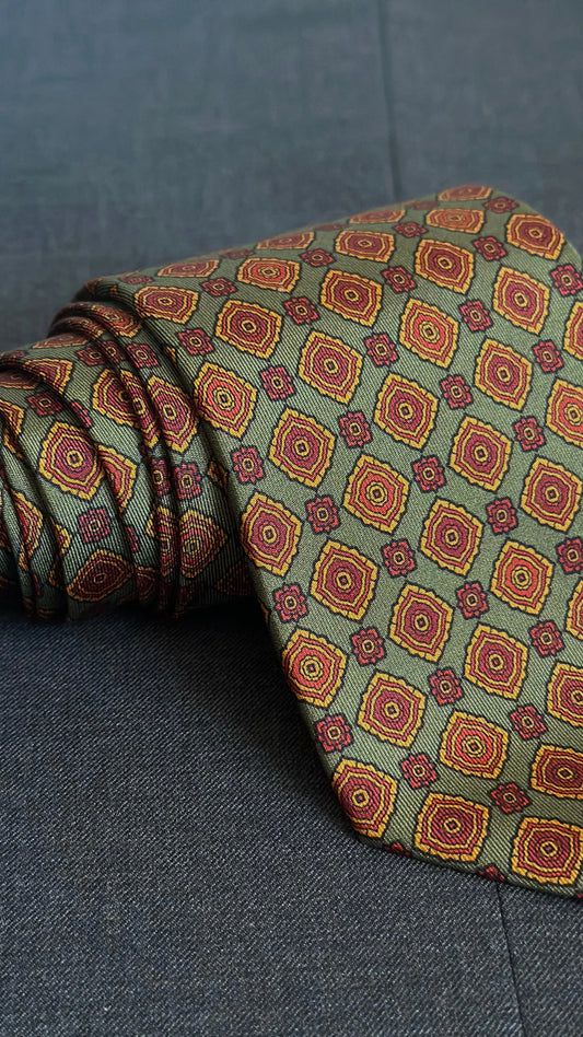Corbata Emblematic verde medio geométricos