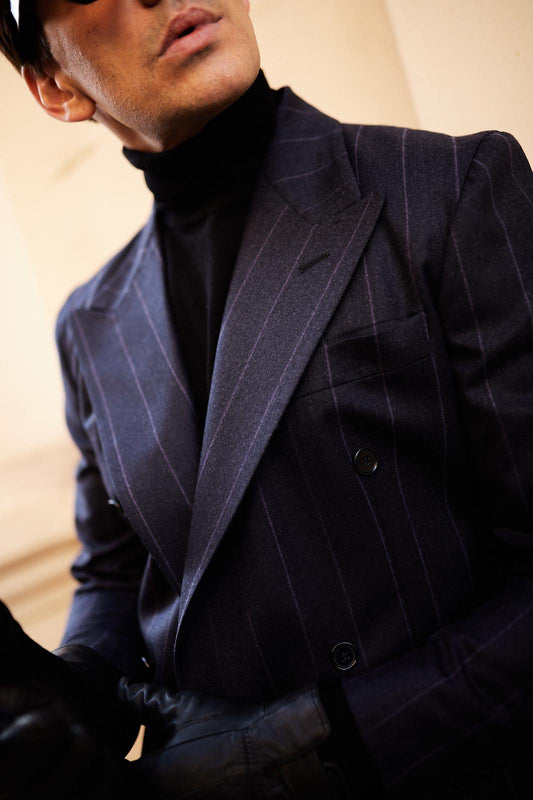 Americana traje cruzado diplomático azul marino 3DWool