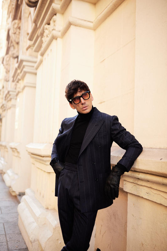 Americana traje cruzado diplomático azul marino 3DWool