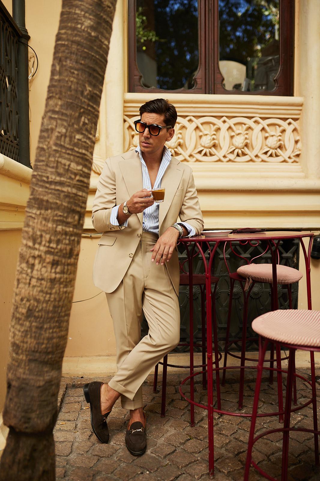 Pantalón traje camel Marzotto