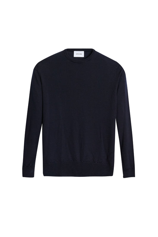 Jersey cuello redondo lana merino azul marino