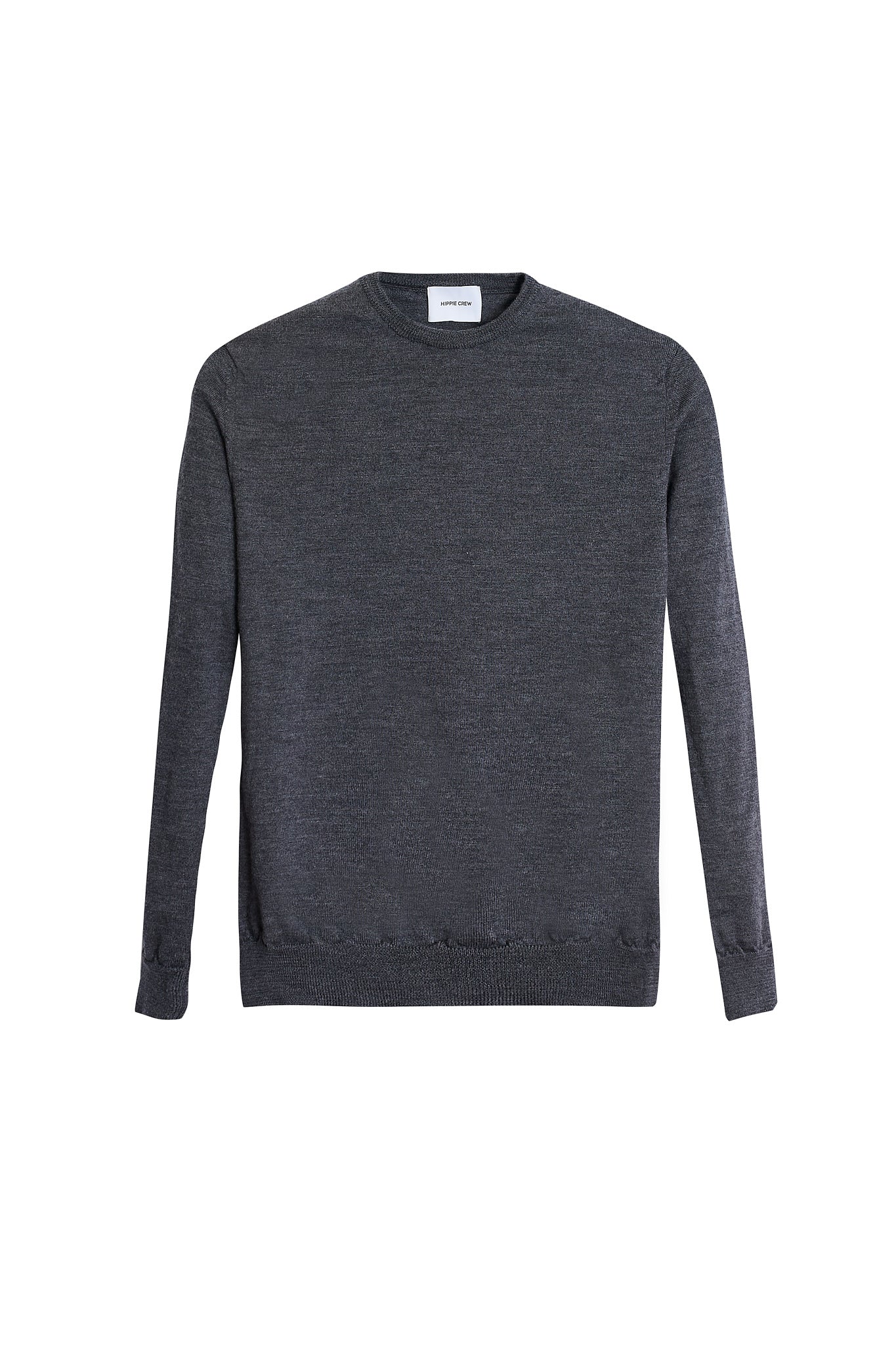 Jersey cuello redondo lana merino gris