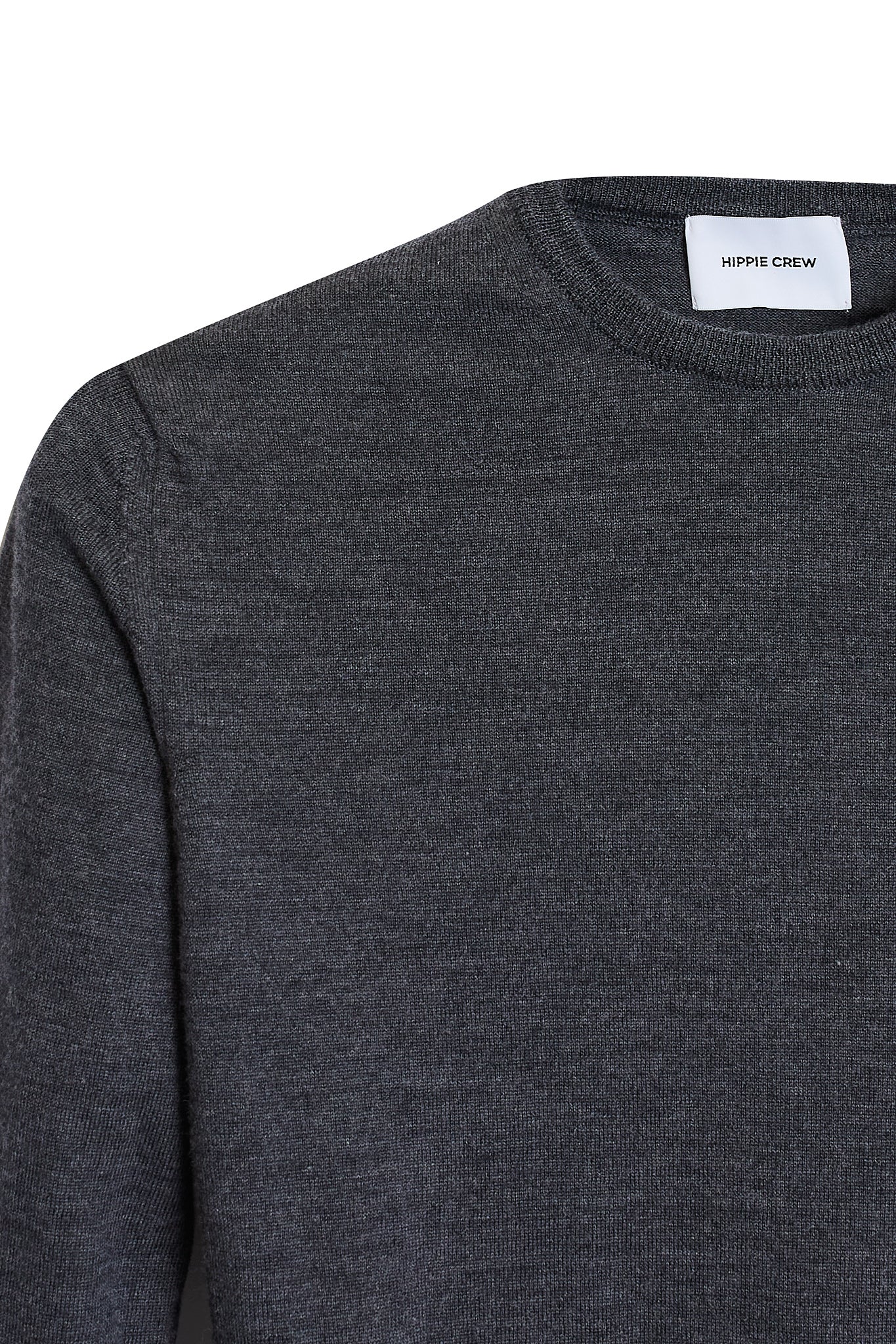 Jersey cuello redondo lana merino gris