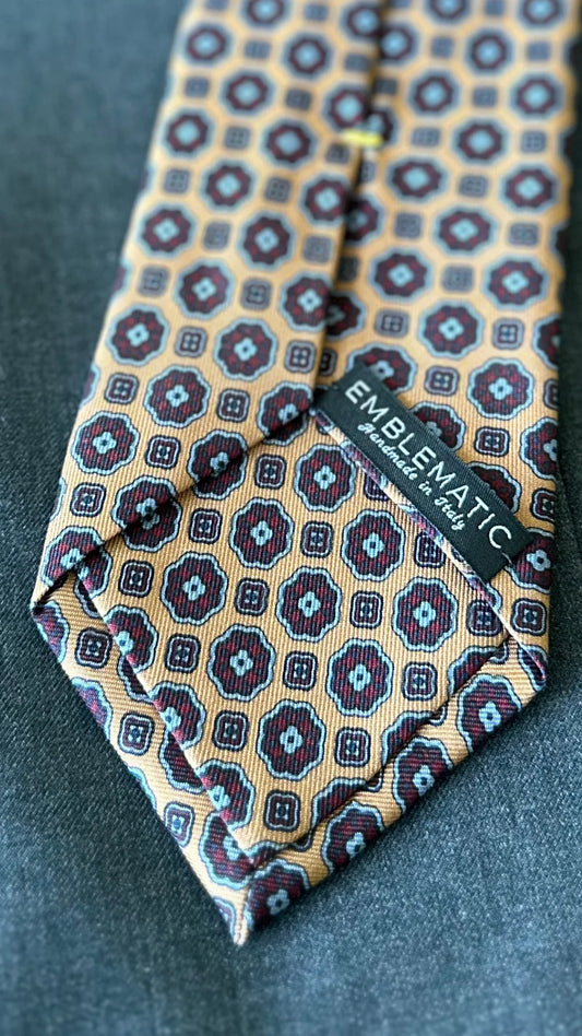 Corbata Emblematic mostaza motivos geométricos